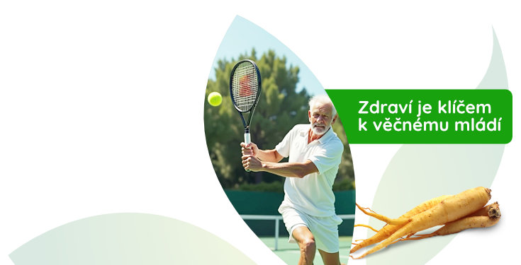 Starší pán ve skvělé kondici hrající tenis